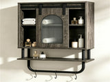Farmhouse Industrial Wall Mounted Bathroom Cabinet with Sliding Fluted Door, 3Tier Storage 99577760