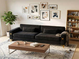 FX-P18-BKLuxury Velvet Sofa with Gold Accents - Modern 3-Seat Couch with Plush Cushions, W57649846