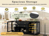 U-Style 58.3" Modern Buffet Sideboard with 4 Doors & 2 Drawers, Adjustable Shelves, Power Outlet, N711P437648B