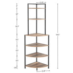 ZUN 6-Tier Corner Open Shelf Modern Bookcase Wood Rack Freestanding Shelving Unit,Plant Album Trinket W2167P147868