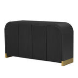 U_STYLE 4-door Curved Corner Design Wavy Door Panel Cabinet with Adjustable Shelves, Suitable for WF530090AAB