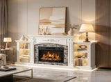 Fireplace TV Stand White Painted Top Washed White Melamine Cabinet, 178.3*40*92cm, MDF with 03325897