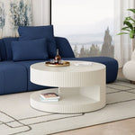 ZUN 31.5'' Round Coffee Table,Modern Center Table with Storage,Vertical Stripe Design Coffee Table for W757P206006