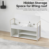 ZUN 39"Shoe Storage Bench, Entryway Bench with Lift Top Storage Box, Metal and Board Bench for Entryway, W2948P245232