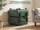 Set of 2 Stackable Small Rolling Stools with Brake Wheels, Compact Shoe Changing Footrest for 59268152