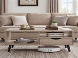 36.5" Rustic Coffee Table with Drawer & Open Shelves, Engineered Wood Center Table for Living Room 76789697