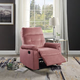 Luxurious Velvet Blush Pink Color Motion Recliner Chair 1pc Couch Manual Motion Plush Armrest Tufted B011P163886