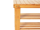 90cm Strip Pattern 3 Tiers Bamboo Stool Shoe Rack Wood Color 19993407