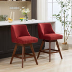 ZUN Counter Height Swivel Barstools, 26'' H Seat Height Upholstered Bar Stools Set of 2, Fabric in Wine 57521241