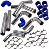 Fit for 2.5" Universal Aluminum Turbo Intercooler Elbow Pipe Kit Silicone HoseClamp 33754126