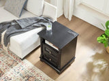 Farmhouse Style 2 Drawer Sofa Side Table Charging Pedestal, Tall Rustic Wood Square Nightstand W2393P324431