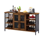 ZUN JHX Industrial Wine Bar Cabinet, Liquor Storage Credenza, Sideboard with Wine Racks & Stemware W116241635