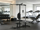 Black Lat Pull down Machine with Adjustable Seat And Flip-Up Footplate High/Low Pulley Home Gym 67804429