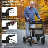 308lbs Foldable Rolling Walker 9" All-Terrain Tires, 7-Level Height , Wide Seat, 72452808