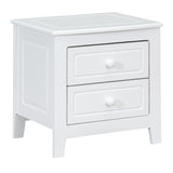 2-Drawer Nightstand for Bedroom, Mid Century Retro Bedside Table with Classic Design,White WF308187AAK