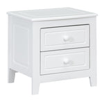 ZUN 2-Drawer Nightstand for Bedroom, Mid Century Retro Bedside Table with Classic Design,White WF308187AAK