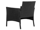 2pcs Arm Chairs 1pc Love Seat & Tempered Glass Coffee Table Rattan Sofa Set Black 42624106