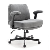 Chair with Wheels and Flip Arms-Comfy Fabric Cross Legged Office Chair with Thick Cushion&Wide Seat, 67061151