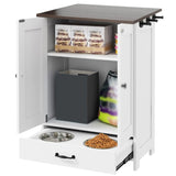 Dog Feeding Station, Dog Food Storage Cabinet with Hidden Dog Bowls, Adjustable Panel, Hooks, for W1687P205402