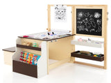 Kids Multifunctional Art Center with Double-Sided Easel, Wooden Art Table Bench Set for 3 Years, 46869410