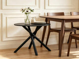 Modern Round Side Table with Crossed Metal Legs, 23.6" Small Accent End Table with Adjustable Feet, 07743307