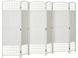 6-Panel Folding Privacy Screen with Hand-Woven Design, Freestanding Room Divider 94.5"x66.9" White 15400921
