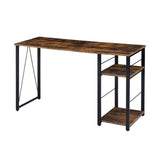 Rectangular Writing Desk with 2 Tier Shelf, Weathered Oak and Black B016P312624