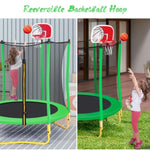 ZUN 5.5FT Trampoline for Kids - 65" Outdoor & Indoor Mini Toddler Trampoline with Enclosure, Basketball 16901318