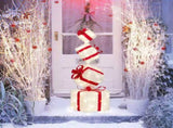 3FT Lighted Gift Box Tower, Pre-lit Stacked Present Boxes Ornament with 80 LED Warm White Lights and 34916158