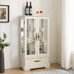 ZUN Glass Cabinet Lighted Glass Cabinet Curio Display Cabinet with Adjustable Glass Shelves 2 Doors and W2275P178889