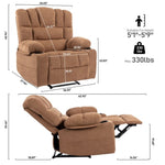 ZUN Massage Recliner Chair Sofa with Heating Vibration W1403P152417