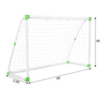 ZUN 6' x 4' Soccer Goal Training Set with Net Buckles Ground Nail Football Sports 22590076