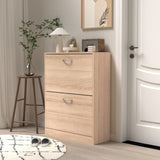 Wooden Shoe Cabinet for Entryway, White Shoe Storage Cabinet with 2 Flip Doors 20.94x9.45x43.11 inch W40943195