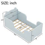 Toddler Floor Bed Frame, Cot Bed for Boys and Girls Ages 3-6, Bear Shape Toddler Bed, Blue W1580P257434