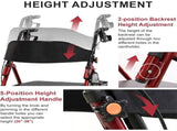 Lightweight Foldable Rollator Walkers with Seat for Seniors, 350 lb Capacity, 5-Position Adjustable W3952P384242