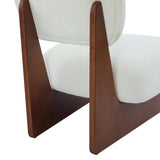 Modern Beige Lounge Chair with Polyester Upholstery, Sturdy Wood Base With Walnut Finish, N767P241702W