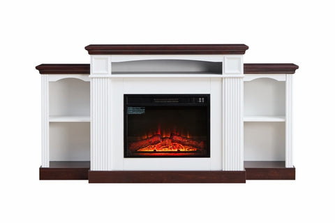 ZUN Electric Fireplace TV Stand for 70 inch TV, 23 inch Fireplace with Mantel, Living Room TV Stand with 81959268