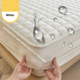 (Cream white 150cm*200cm) Cotton-Padded Waterproof Mattress Protector, Dust-Proof Bed Cover (Without 10397846