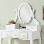 ZUN Ashley Wood Make-Up Vanity Table and Stool Set, White T2574P163837