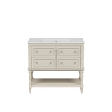 36" Bathroom Vanity Cabinet Sink Combo Set, Undermount Ceramic Sink, Free Standing Vanity Set N710P250654Y