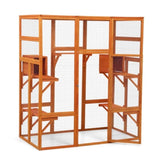 Large Cat Enclosure with 5 Perches, 2 Condos and 1 Lockable Door, Orange W2181P160607