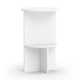 2-Tier Modern White Side End Table Engineered Wood Accent Nightstand with Open Storage Shelf 36576351