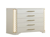 Jasmine 5-Drawer Chest with side LED Lightning made with Wood in Beige 659436285736