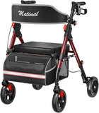 Matinal Foldable Rollator Walkers with Seat for Seniors, 350 lb Capacity, 8'' Big Wheels, 6-Position T3815P362454