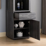 ZUN Modern Wine Showcasing Cabinet with Two Glass Shelves and Storage Cabinet in Distressed Grey B107130913