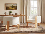 Upholstered Dining Chairs Set of 2, Natural Rubber Wood Frame and White Boucle Fabric, Modern N779P341538W