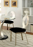 ZUN Contemporary Silver Metal Frame 2pc Dining Chairs Black Microfiber Seat Dining Room Oval Back Satin B011P232975