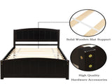 Wood Platform Bed with Headboard,Footboard and Wood Slat Support, Espresso WF190781AAP