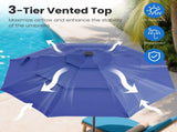 10ft 3-Tier Solar LED Patio Umbrella with Tilt Adjustment and UV-Resistant Polyester Fabric, Outdoor 86172517