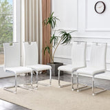 A set of 4 white PU material bow-shaped chairs - Adding fashion to minimalist and contemporary home W3226P279081